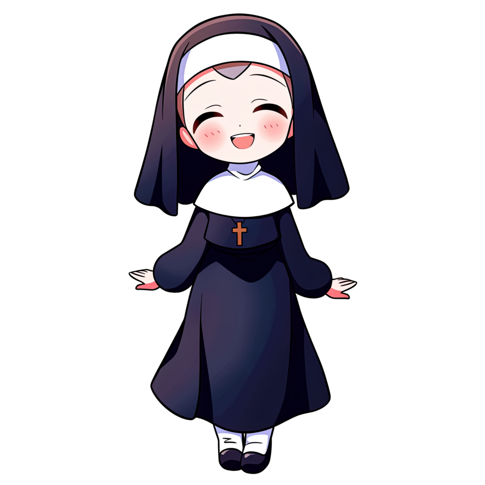 Cute Chibi Nun AI Generative PNG