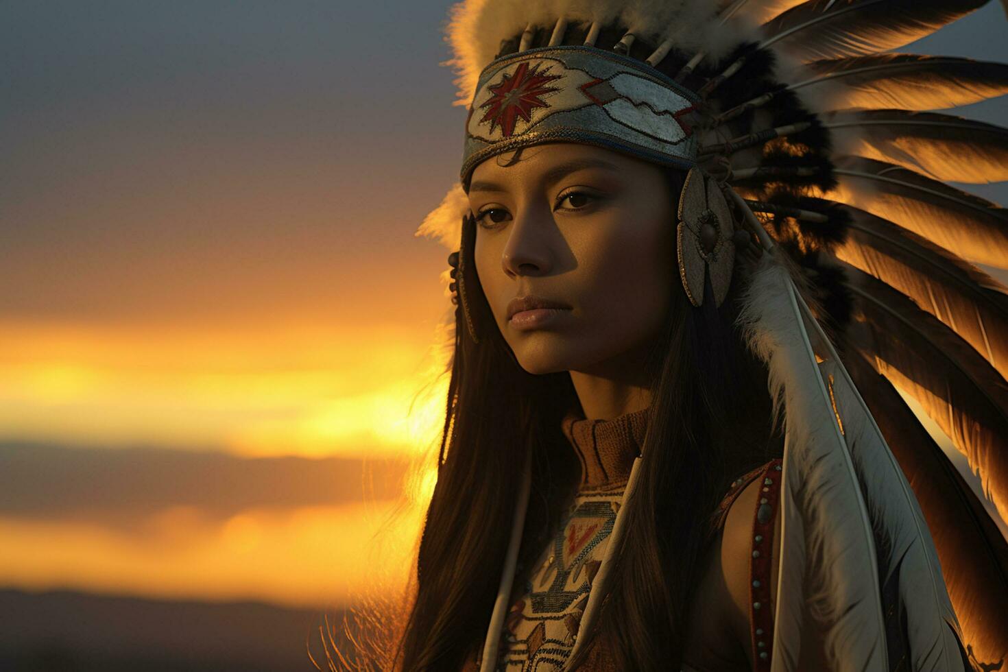native american man indian tribe portrait in front of nature photo