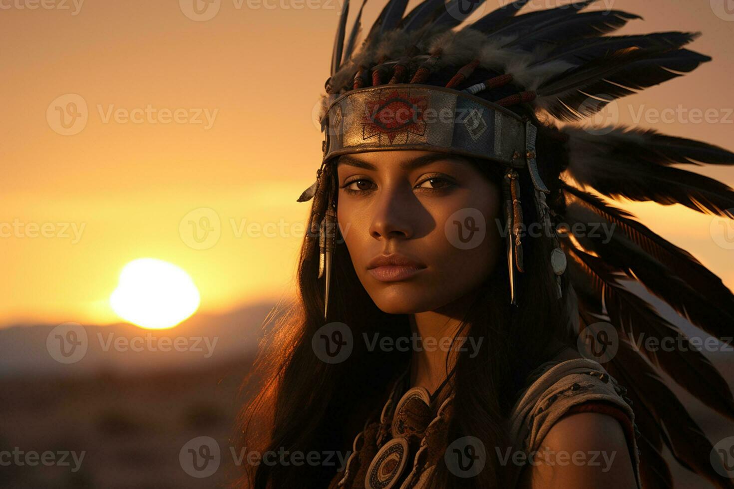 native american man indian tribe portrait in front of nature photo