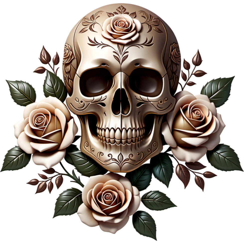 Skull and roses. AI Generative png