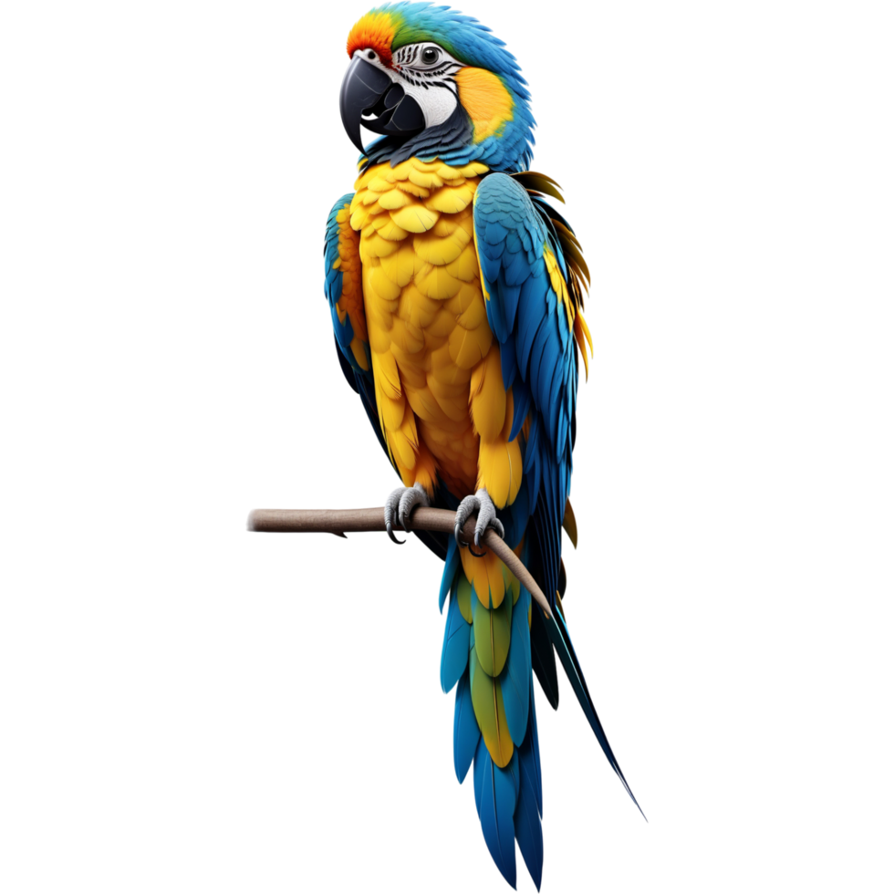 perroquet avec bleu et Jaune couleurs. ai génératif png