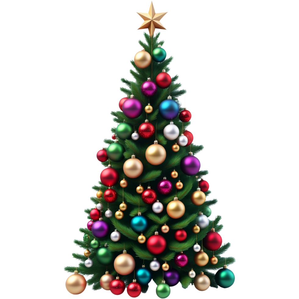 Beautiful Christmas tree with colorful balls. AI Generative png