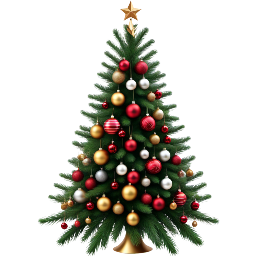 realista Navidad árbol con decoraciones ai generativo png