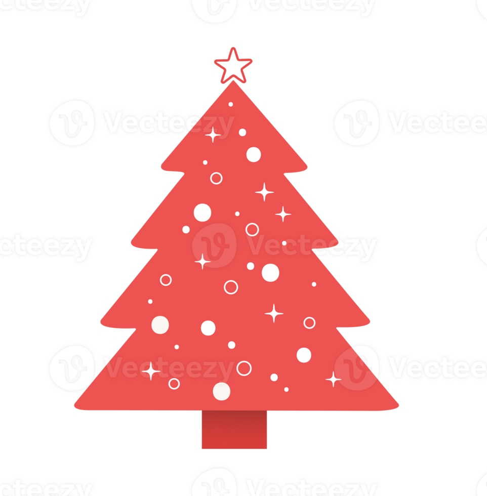 minimal red Christmas tree illustration png