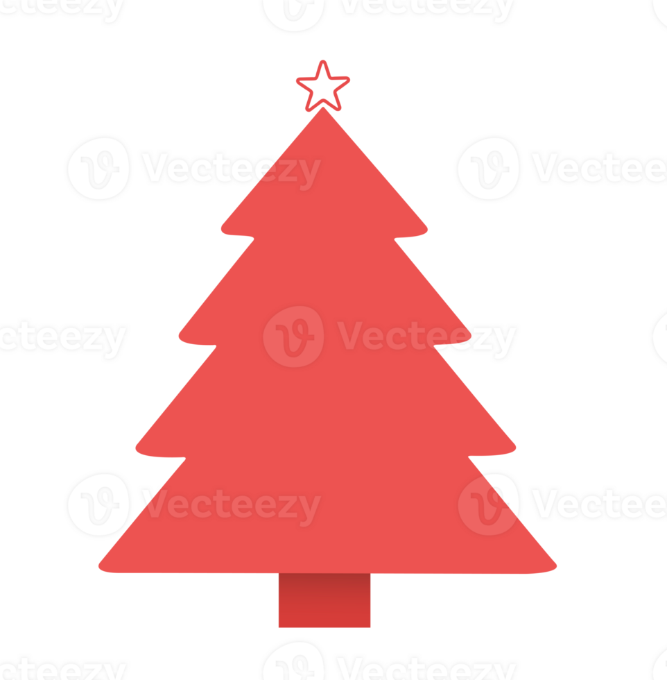 minimal red Christmas tree illustration png