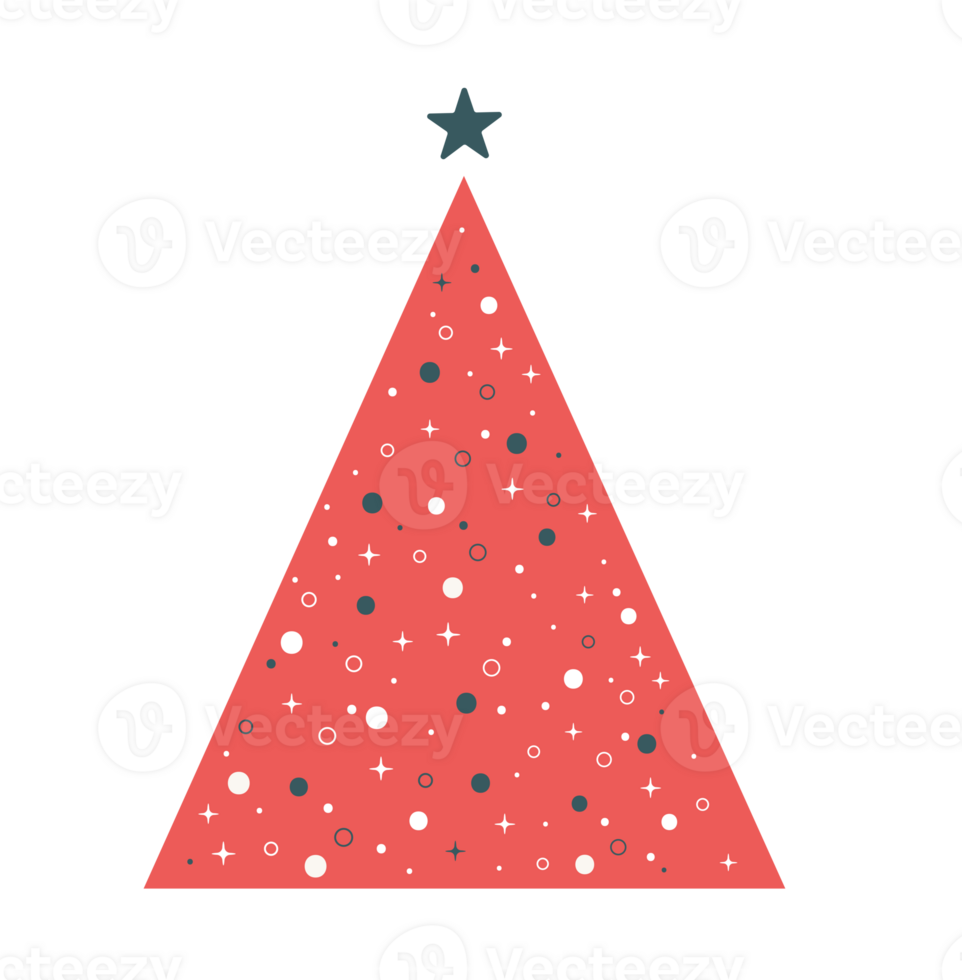 minimal red Christmas tree illustration png
