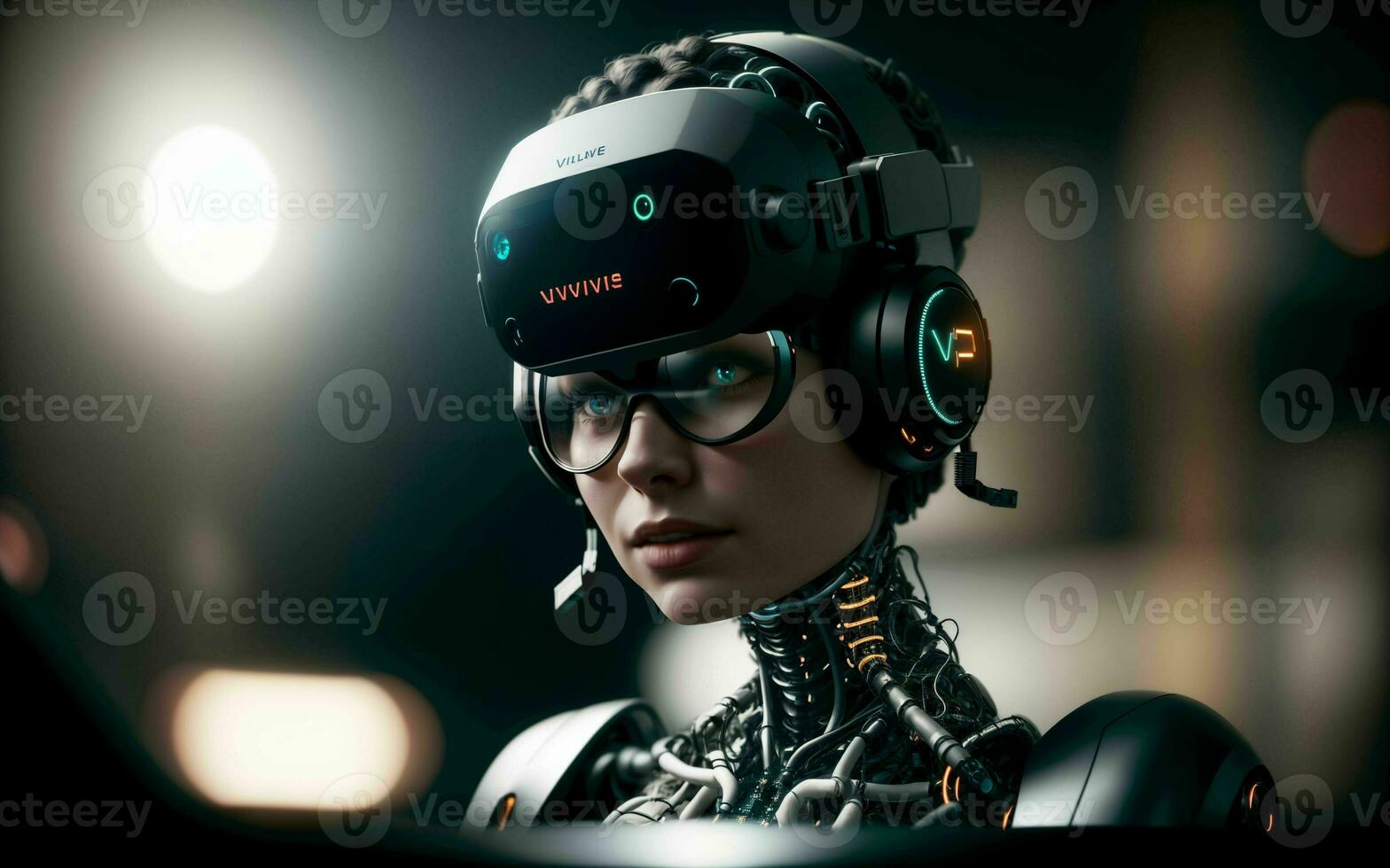 Cybernetic Dreams Portrait of a Futuristic Humanoid in the Metaverse ai generated photo