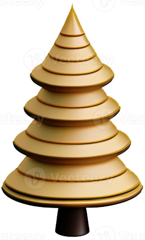 Pine tree for Christmas golden 3D ai generated png