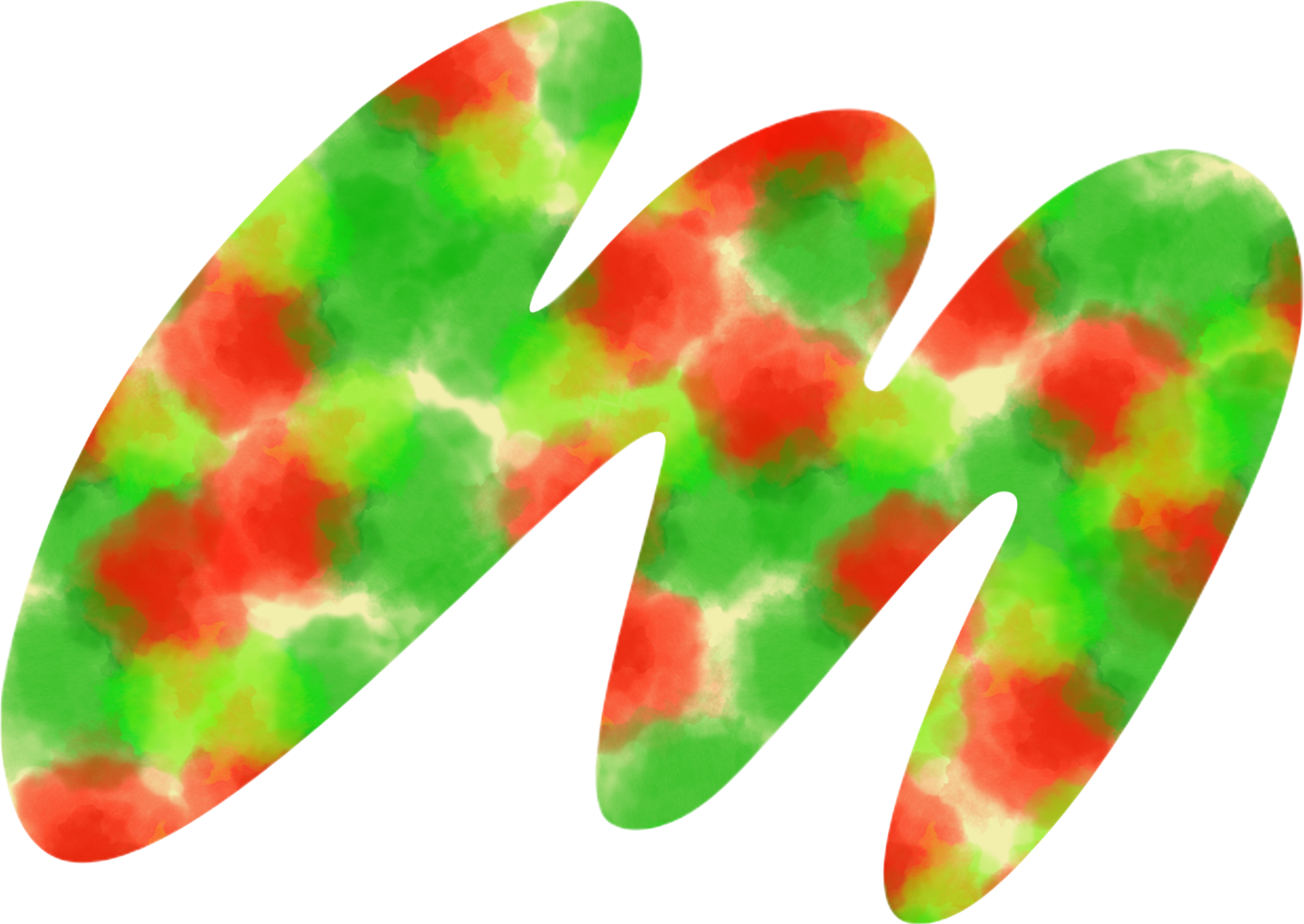 english letters M  of watercolor dots Festive red and green watercolor dots create a Christmas atmosphere png