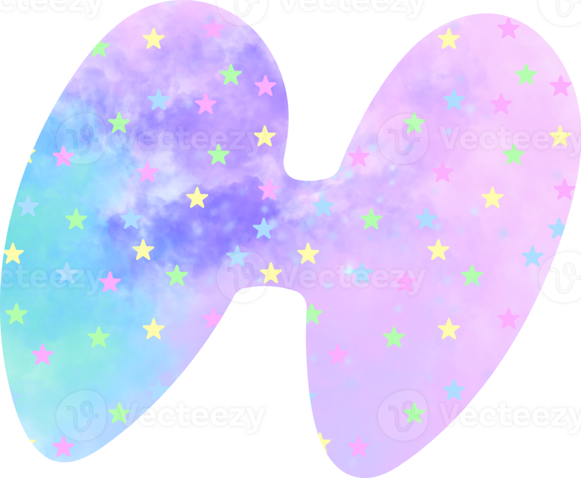english letters H watercolor Festive pink blue watercolor dots create a unicon dream atmosphere png