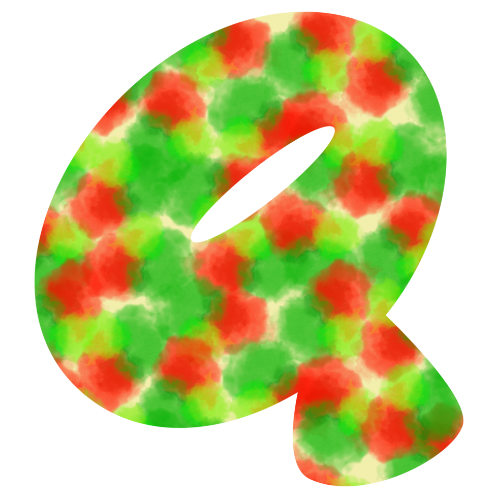 english letters U  of watercolor dots Festive red and green watercolor dots create a Christmas atmosphere. png