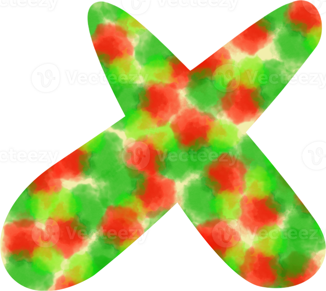 english letters X  of watercolor dots Festive red and green watercolor dots create a Christmas atmosphere png