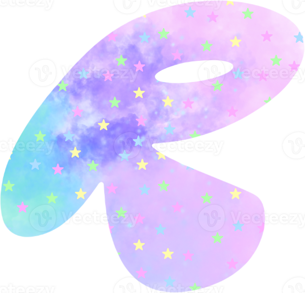 english letters R watercolor Festive pink blue watercolor dots create a unicon dream atmosphere png