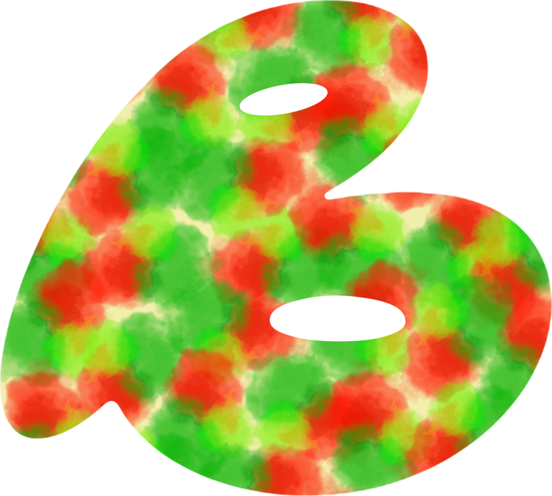 Engels brieven b van waterverf dots feestelijk rood en groen waterverf dots creëren een Kerstmis atmosfeer png