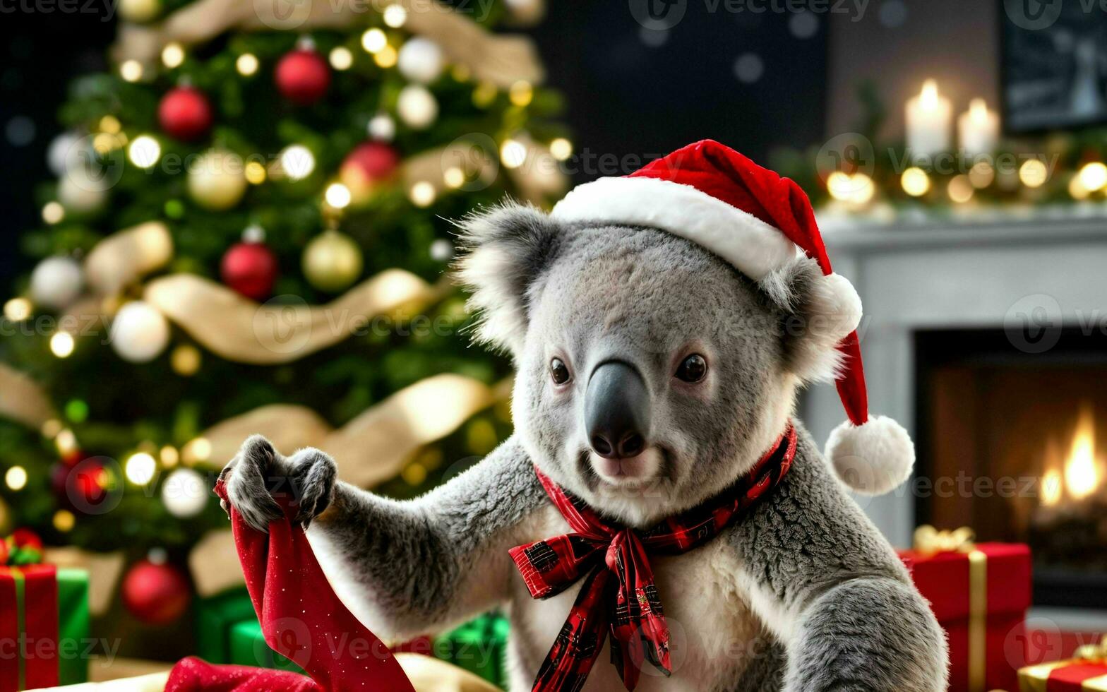 Koala's Christmas Celebration Festive Spirit in the Wild ai generated photo