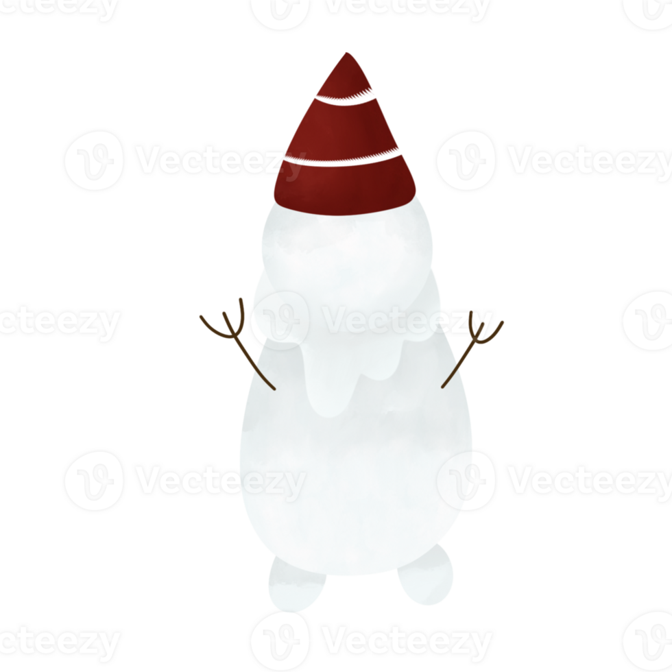 Snowman in abstract background. Flat design png