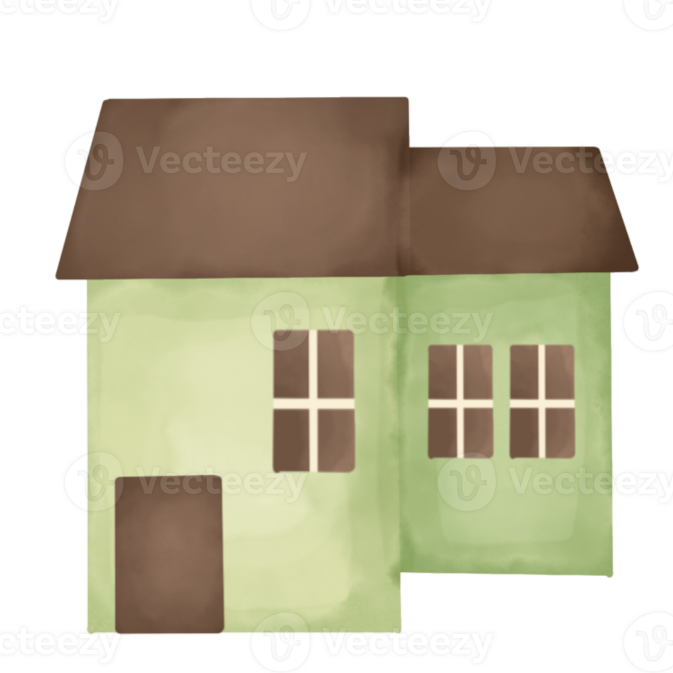 cute decorative simple houses, childrens illustration in watercolor png