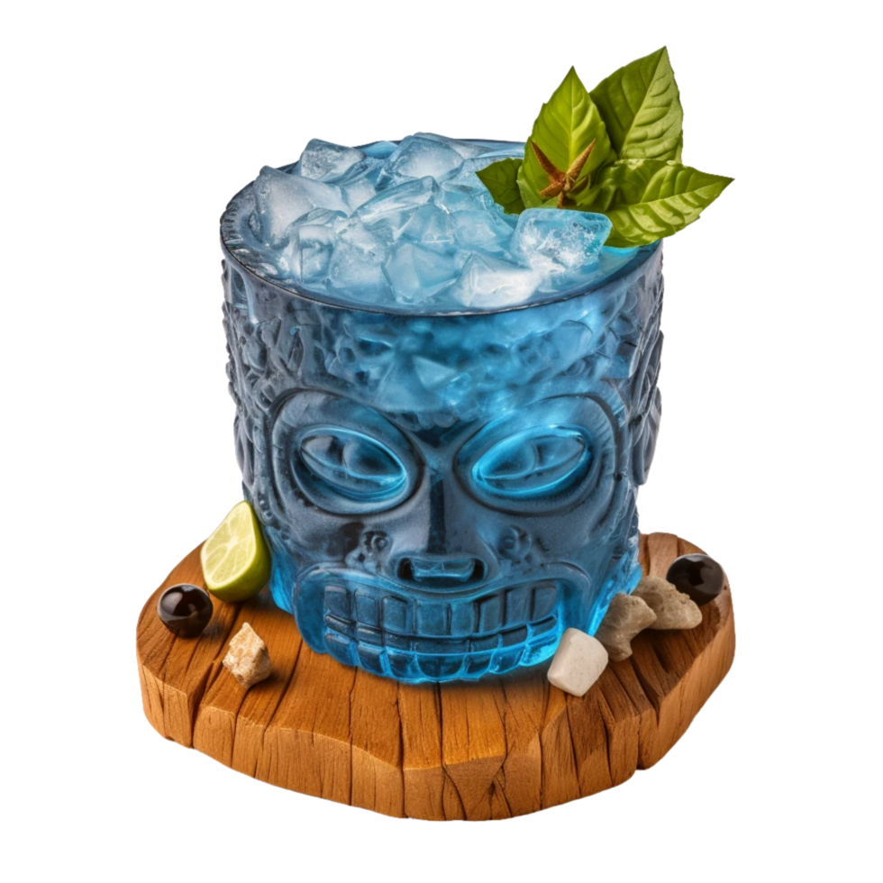 A skull with a blue drink  Generative Ai png