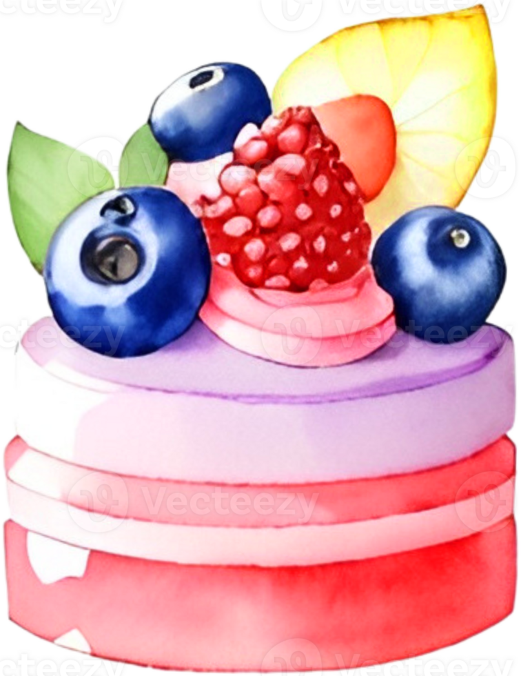 Ai Generated Watercolor Fruit Berry Dessert, Sweets Pink Cake Kawaii Clipart Bundle, Food Blogger Bakery, Cookies Cute Pastries png