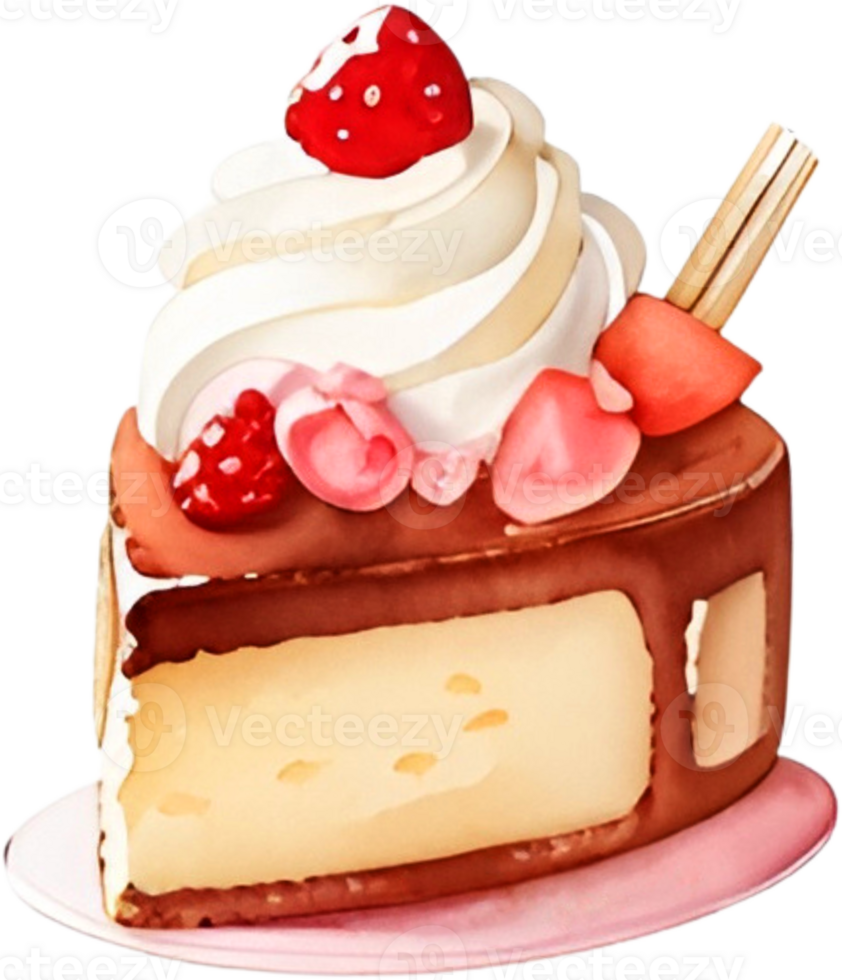 Ai Generated Watercolor Fruit Berry Dessert, Sweets Pink Cake Kawaii Clipart Bundle, Food Blogger Bakery, Cookies Cute Pastries png