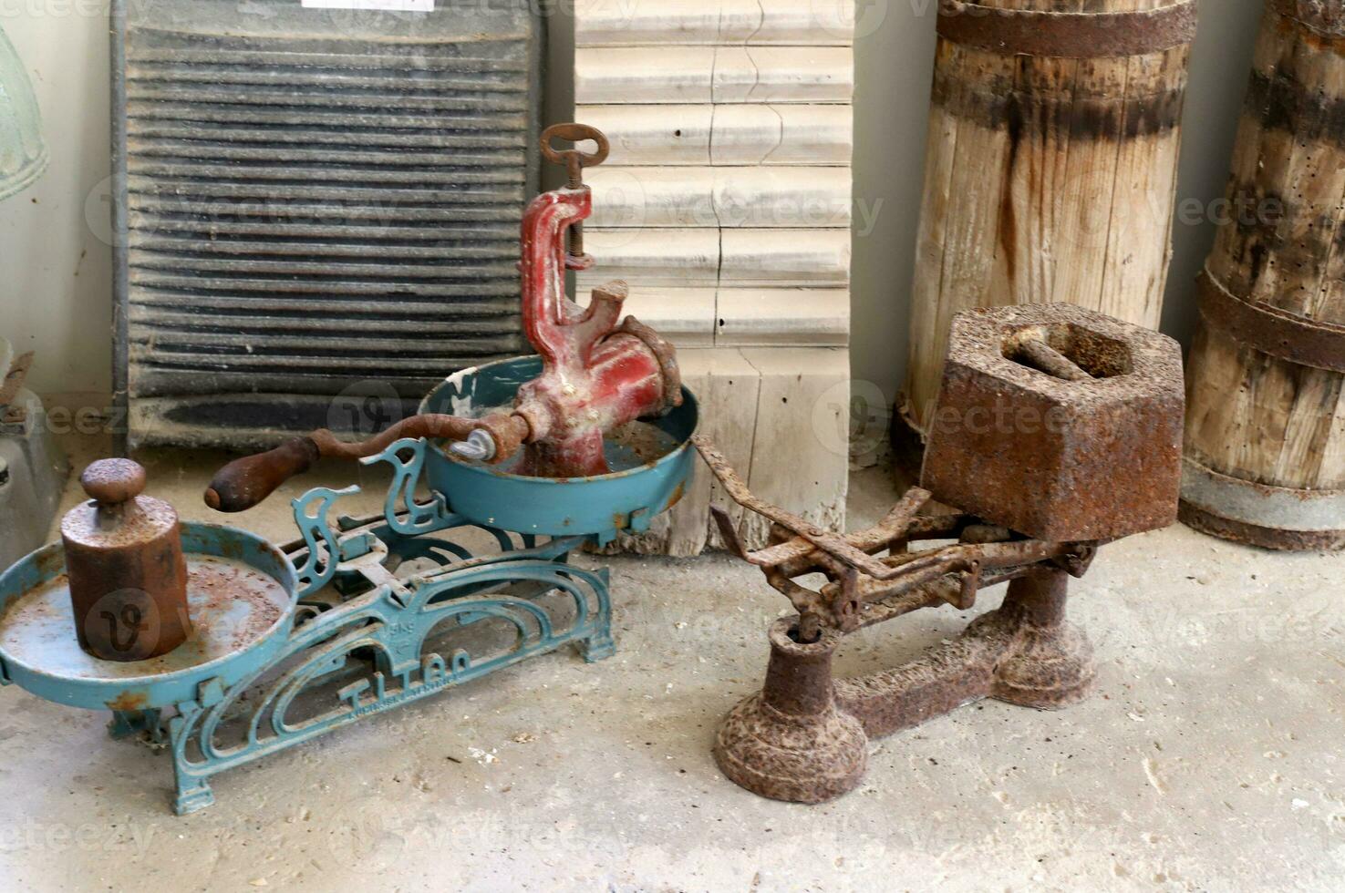Old and antique items are sold at a flea market in Israel. photo