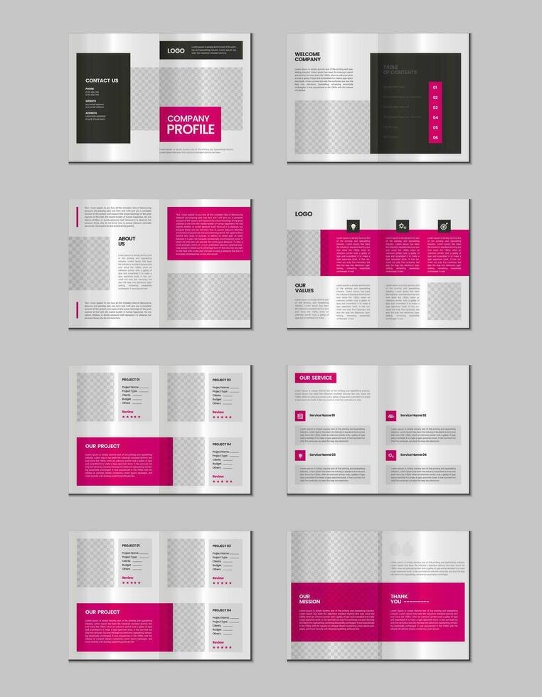 Company profile, multipage flyer brochure, portfolio magazine, annual report, catalog and a4 multipage template design vector