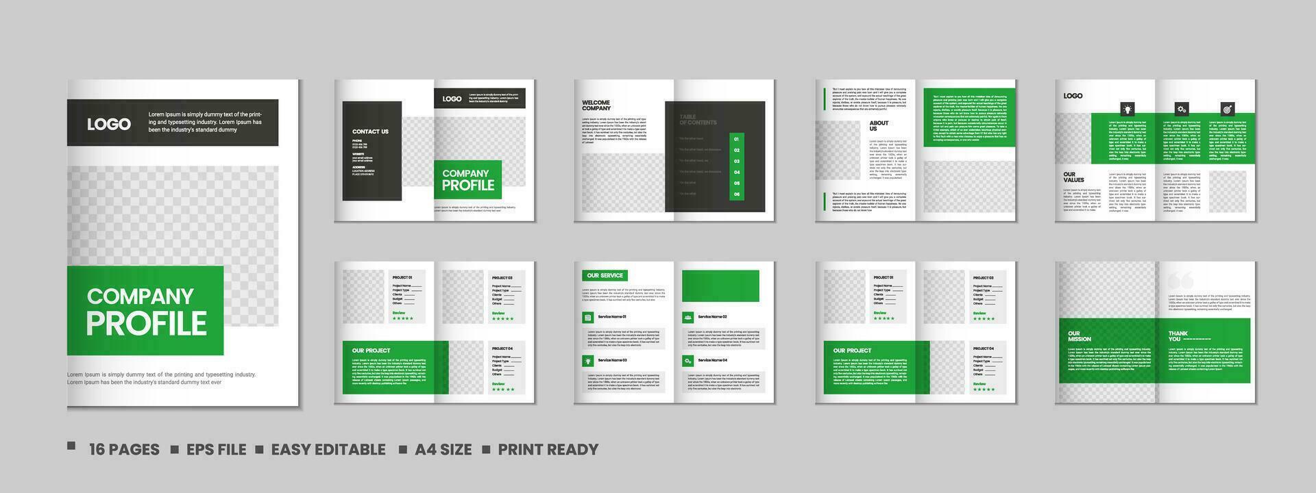 Company profile, multipage flyer brochure, portfolio magazine, annual report, catalog and a4 multipage template design vector