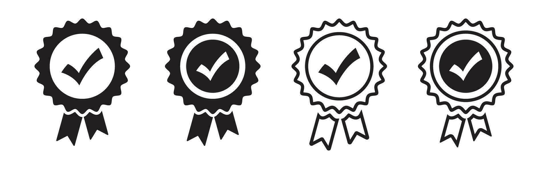 Approved or certified medal icon. Certified badge. Approval check symbol collection. Vector Icon.