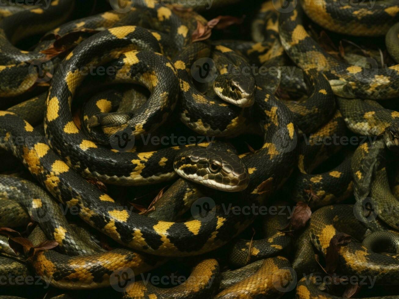 lots of snakes background. AI Generative photo