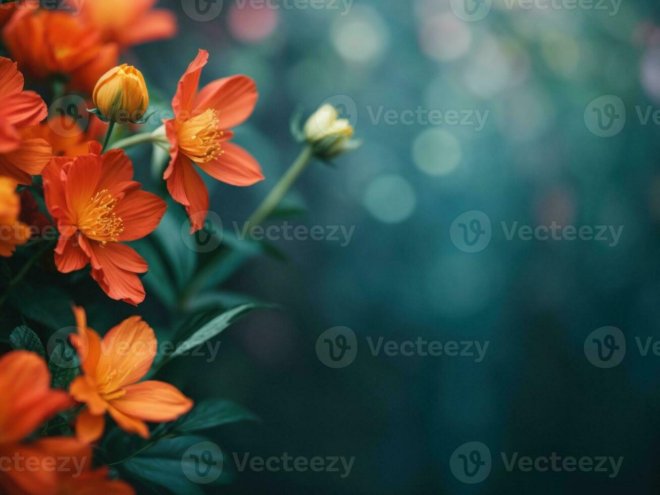 colorful flowers with copy space background. AI Generative photo