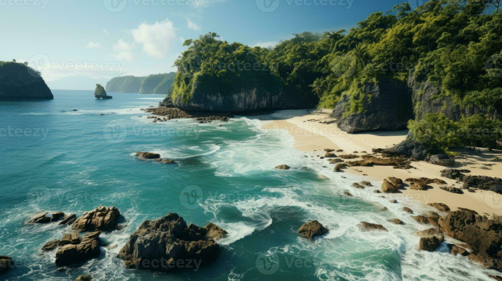 an aerial photograph with the camera pointing straight down at the Phi-phi beach. AI Generative photo