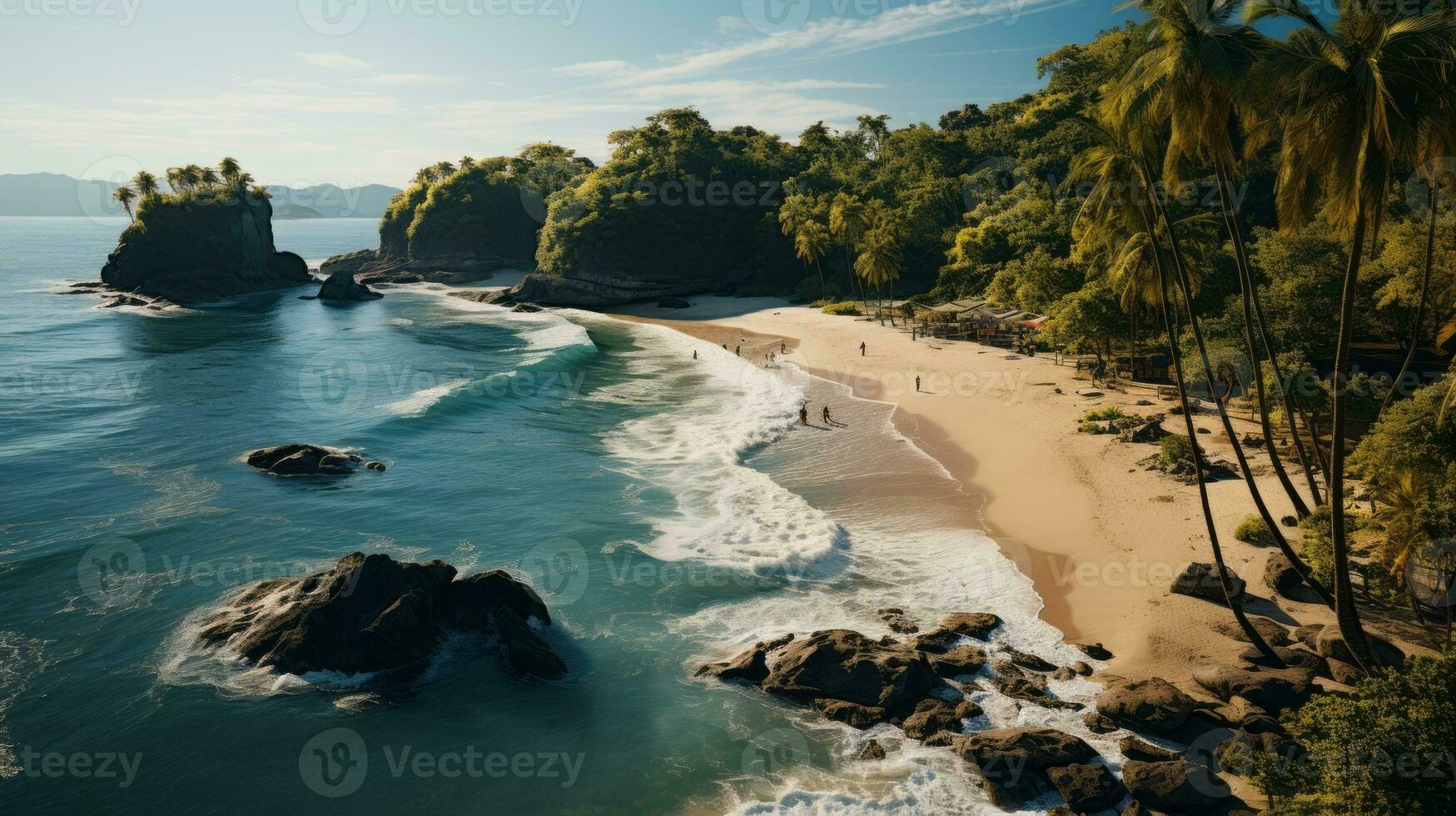 an aerial photograph with the camera pointing straight down at the Phi-phi beach. AI Generative photo