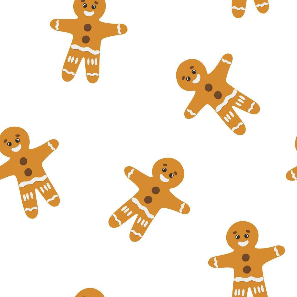 Gingerbread man vector seamless pattern, Christmas wallpaper, background, print, textile, fabric, wrapping paper