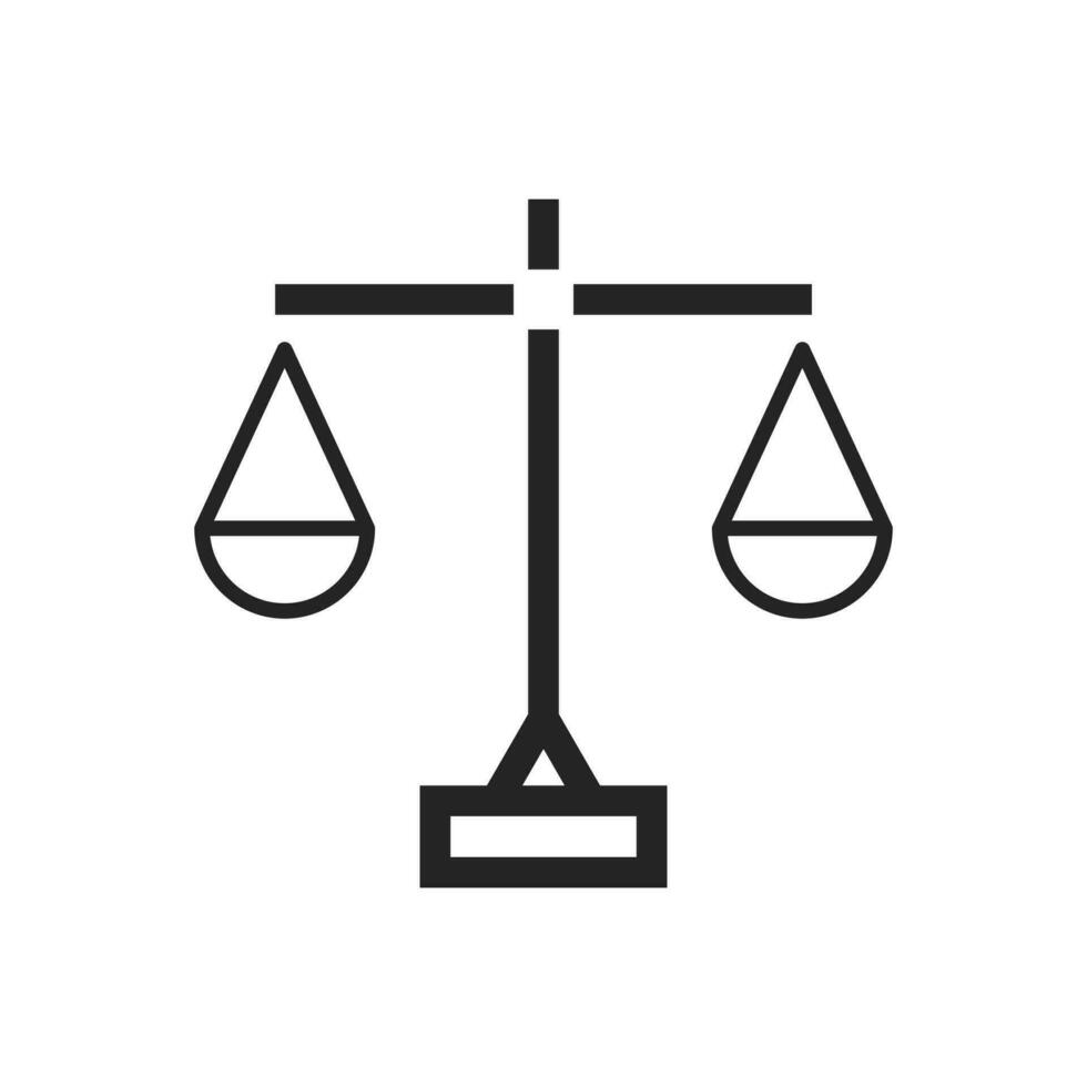 justicia ley escala icono, juicio y castigo símbolo, justicia y judicial firmar, mecánico antiguo escamas equilibrar línea icono, ley firma igual derechos reglas vector ilustración