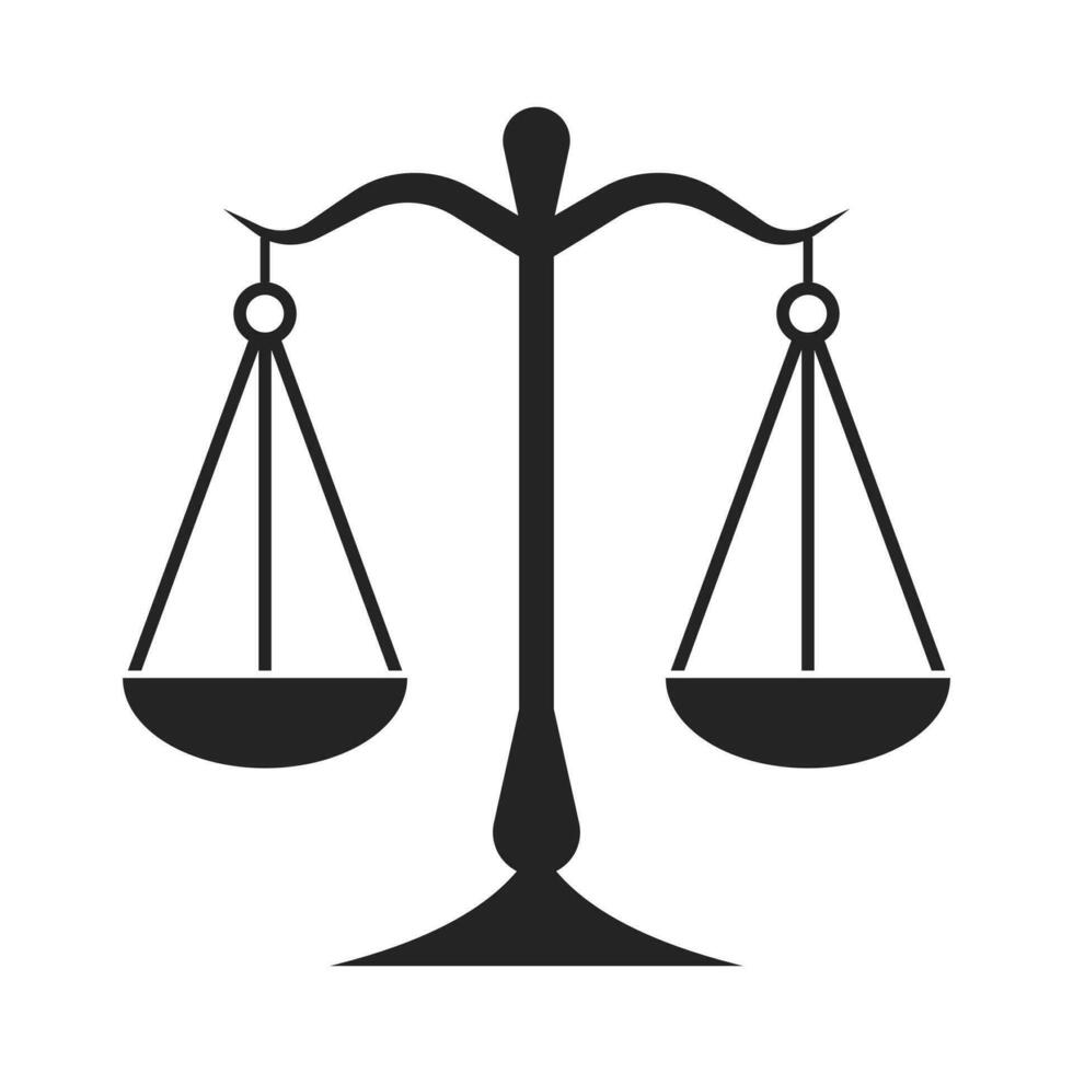 Justice Law Scale Icon, Judgment And Punishment Symbol, Justice And Judicial Sign, Mechanical Old Scales Balance Line Icon, Law Firm Equal Rights Rules Vector Illustration