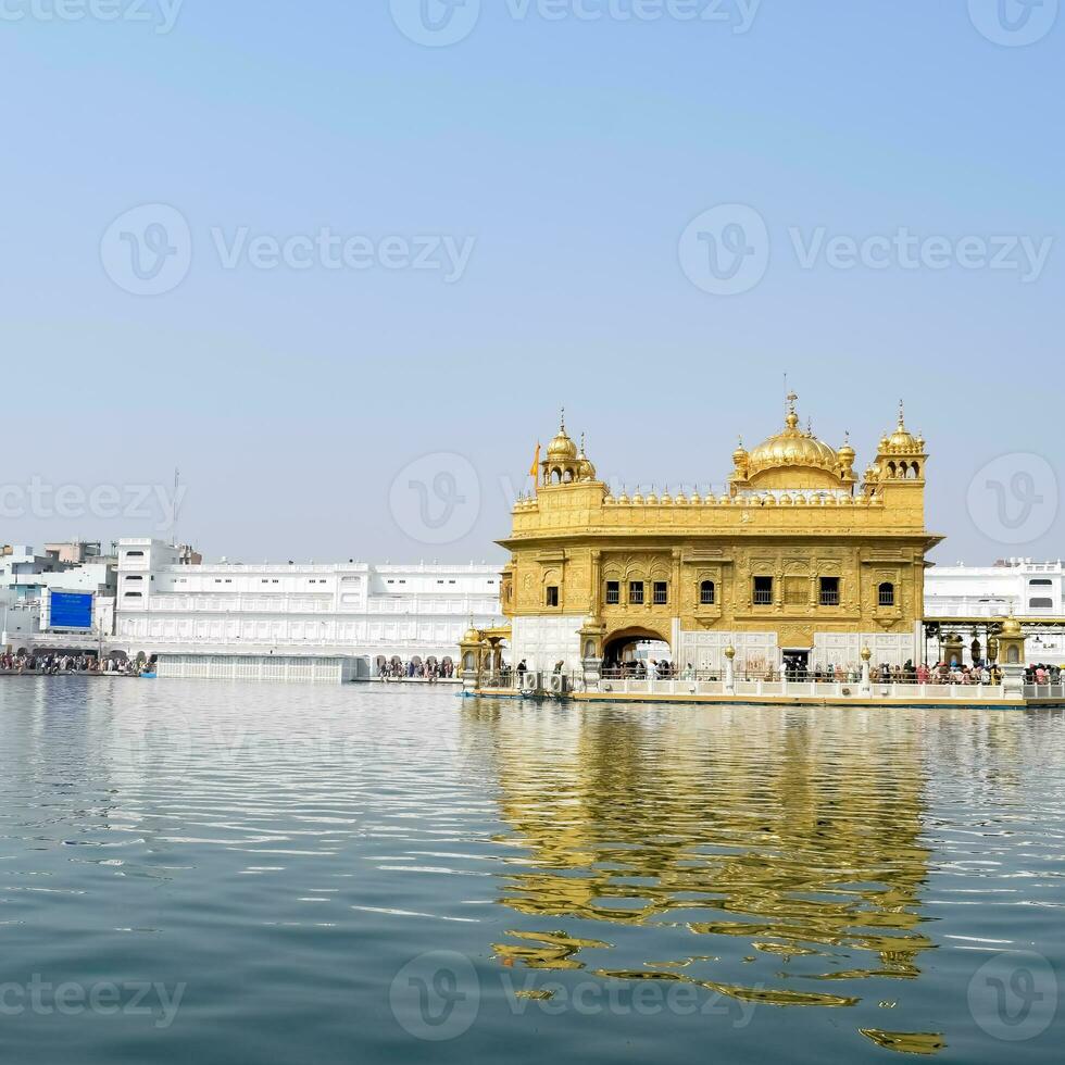 Beautiful view of Golden Temple - Harmandir Sahib in Amritsar, Punjab, India, Famous indian sikh landmark, Golden Temple, the main sanctuary of Sikhs in Amritsar, India photo