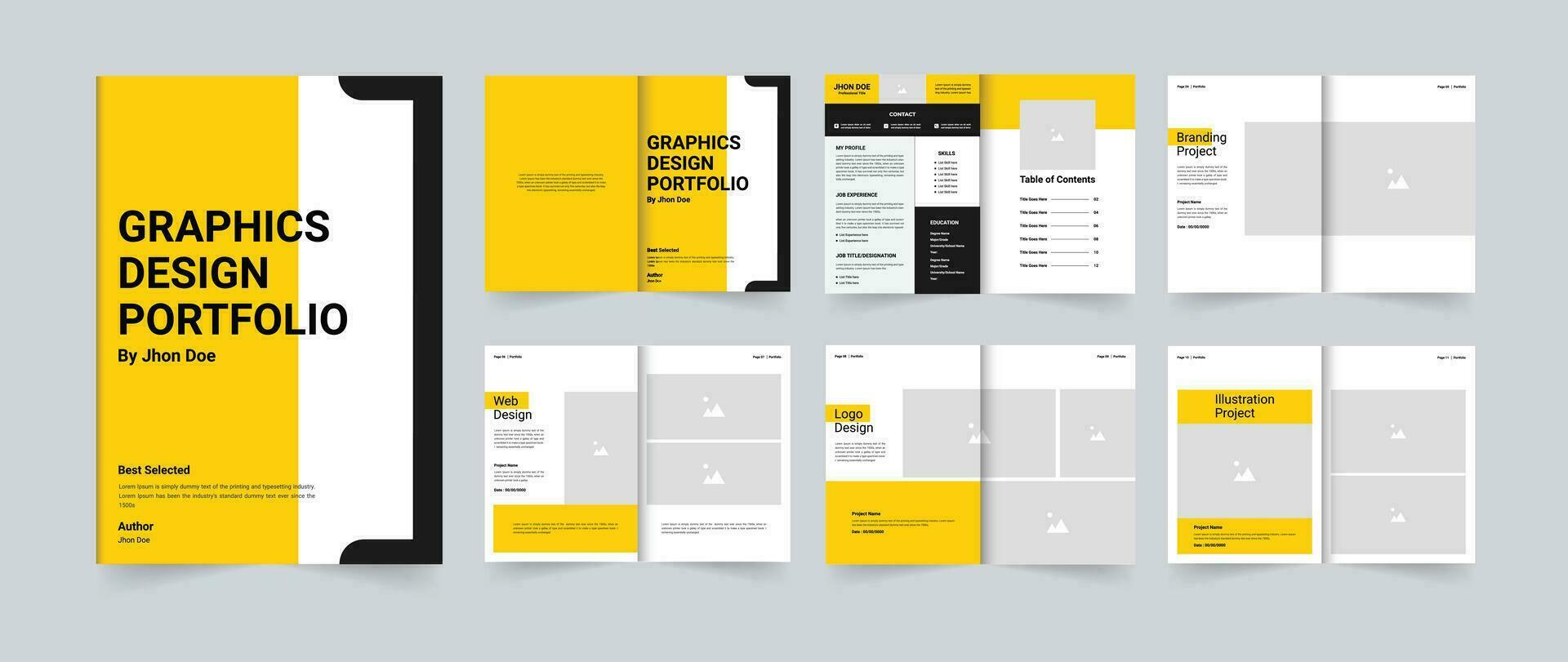 Creative portfolio or graphics design portfolio template A4 size print template vector