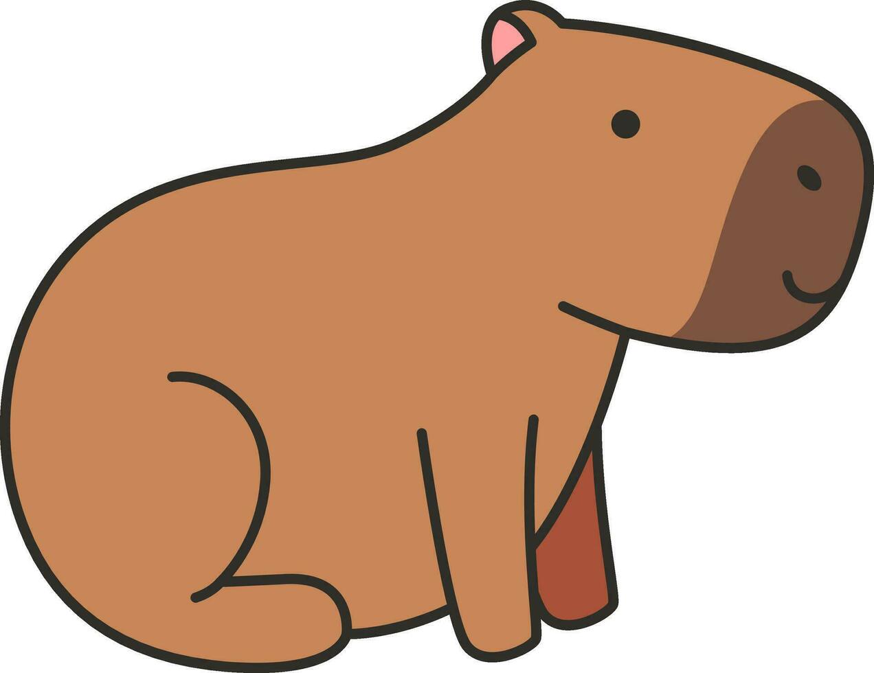 Cute cartoon capybara. Vector illustration isolated on white background.