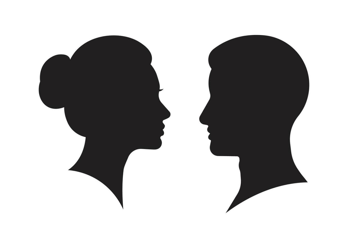 Male and female heads facing silhouette vector