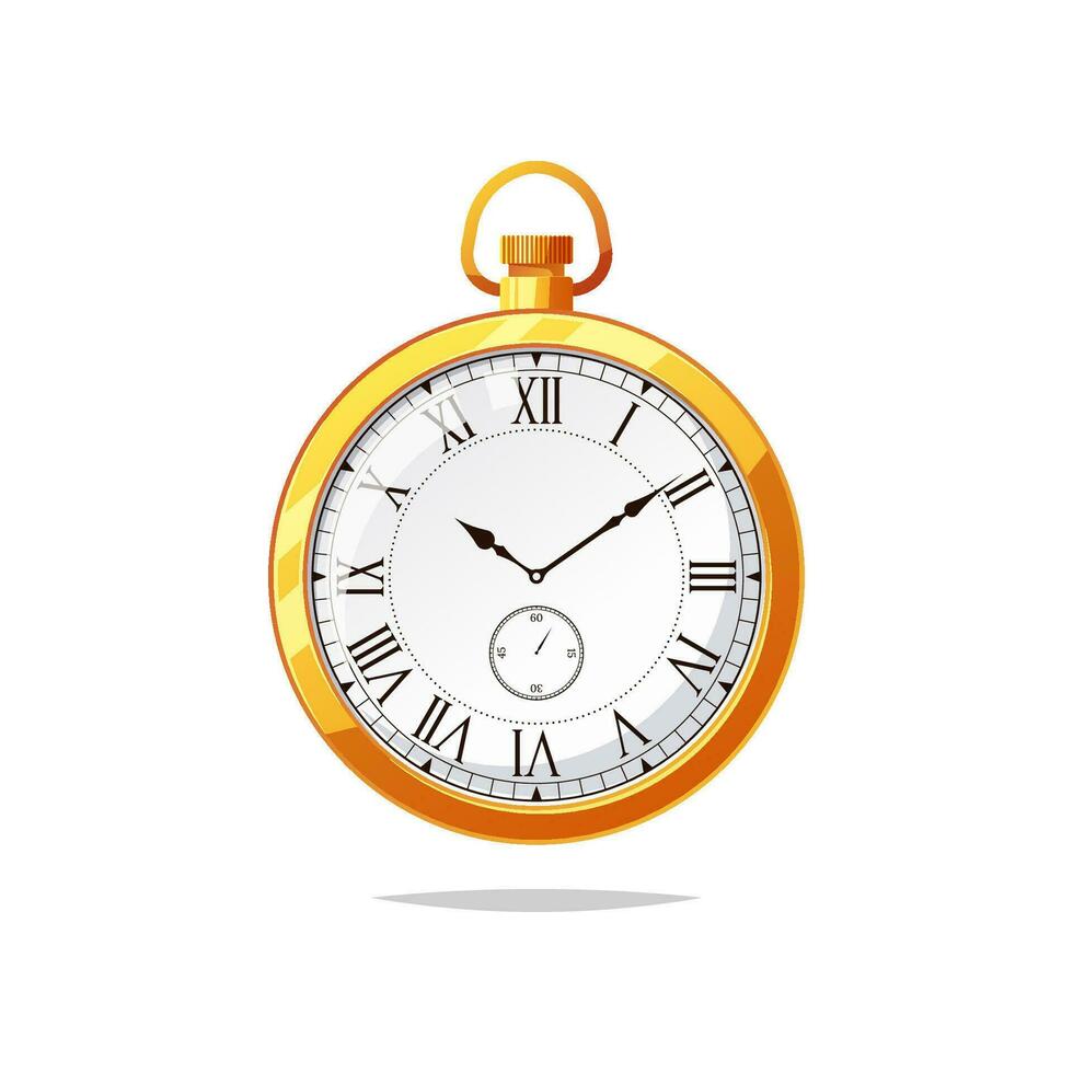Gold pocket watch isolated on white background vector