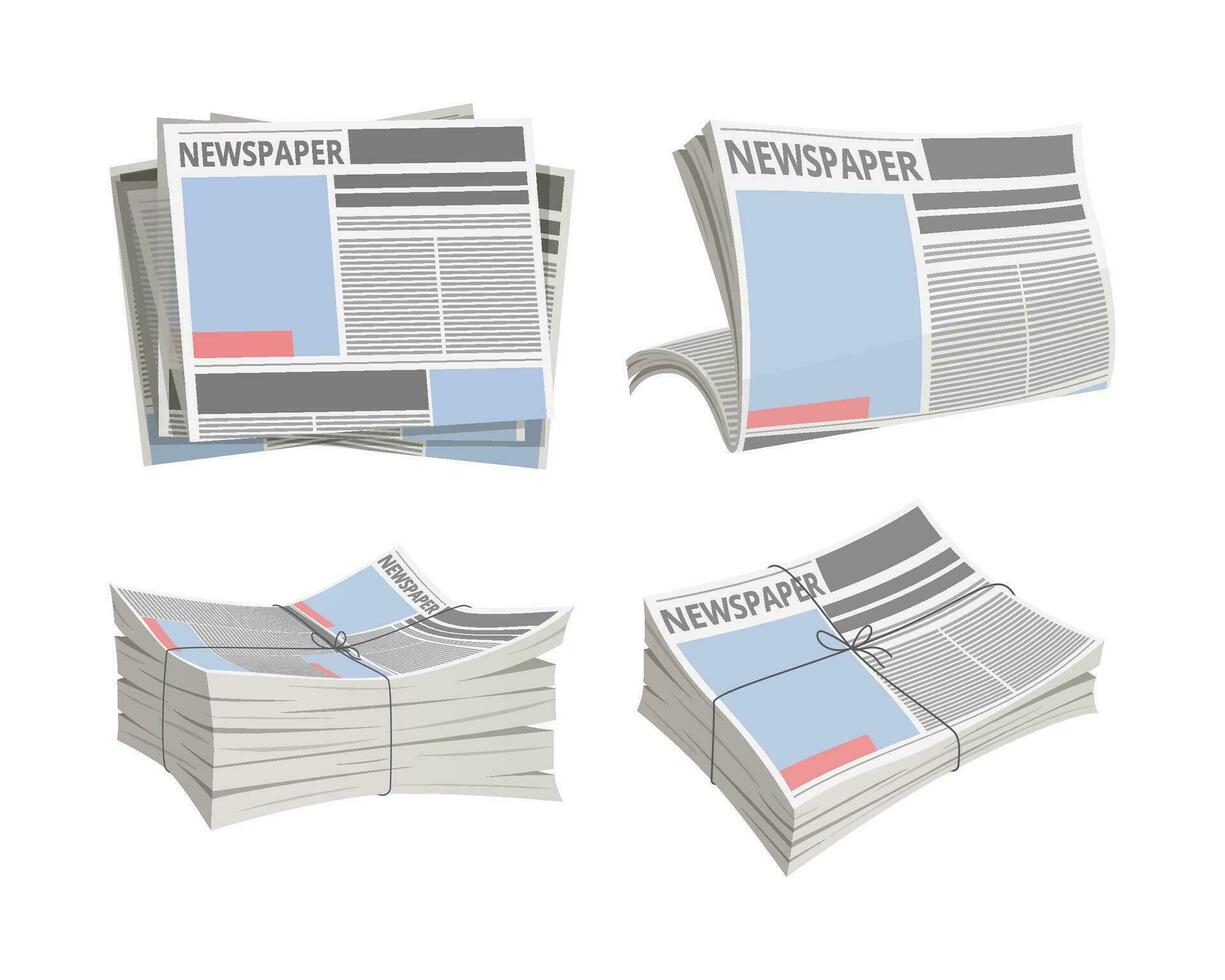 Pile of newspaper with rope vector isolated on white background.