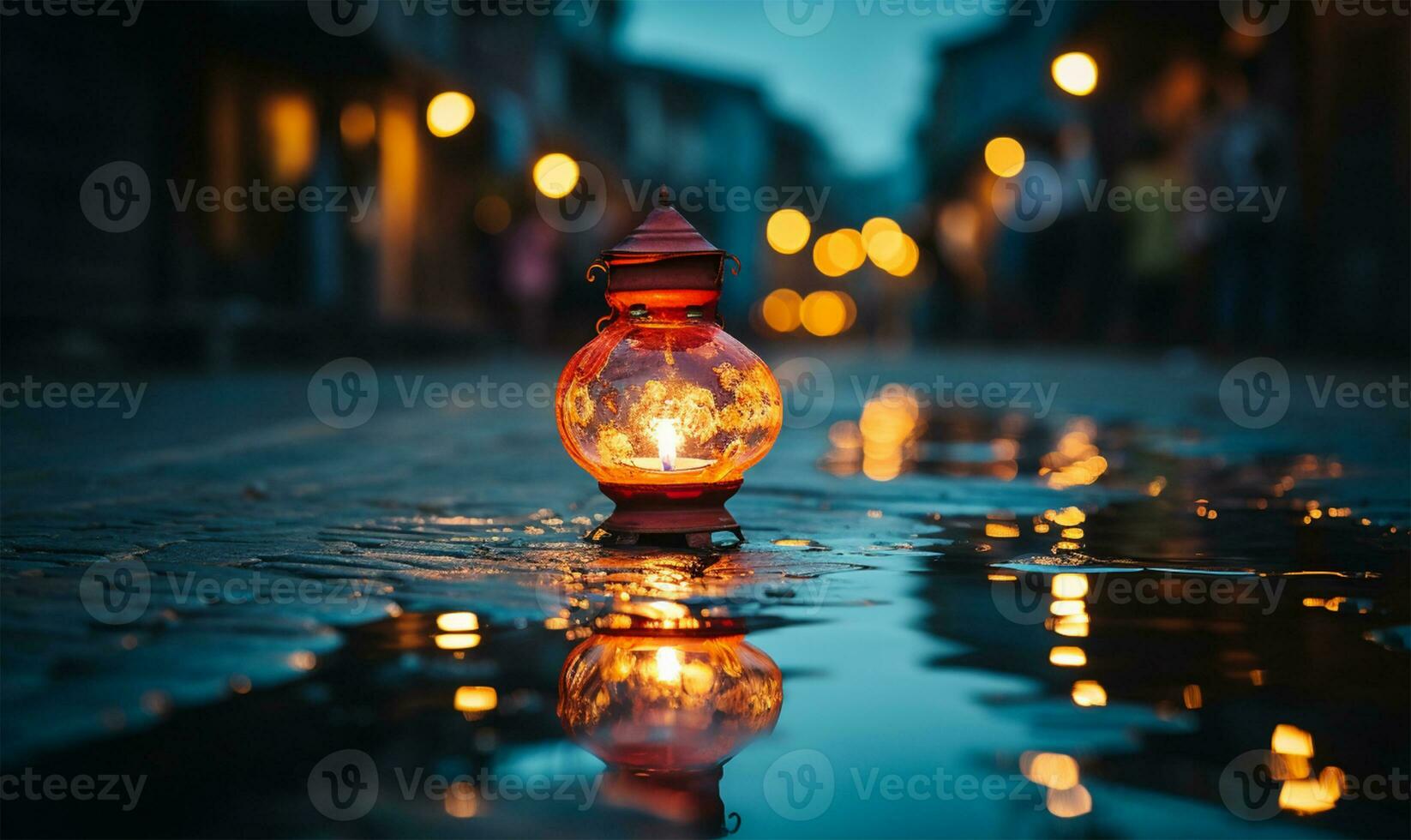 Beautiful diwali diya with burning candles on dark background AI Generated photo