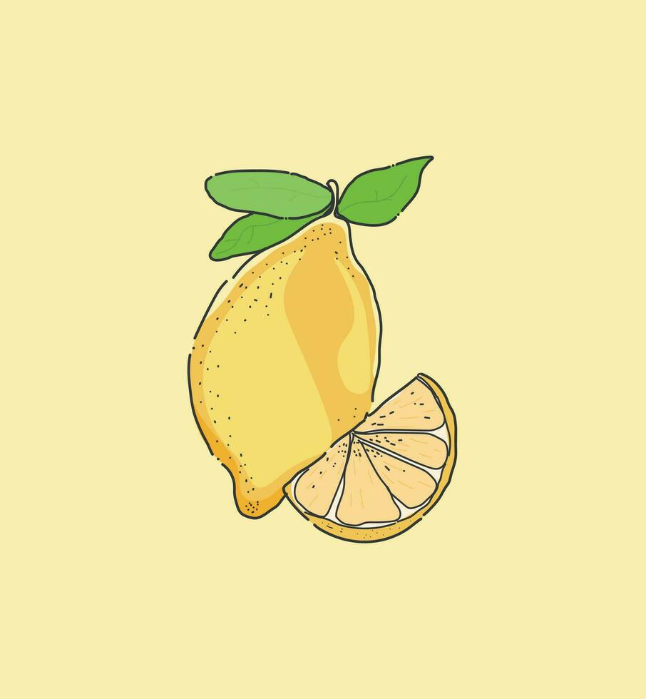 hand drawn lemon fruit vector