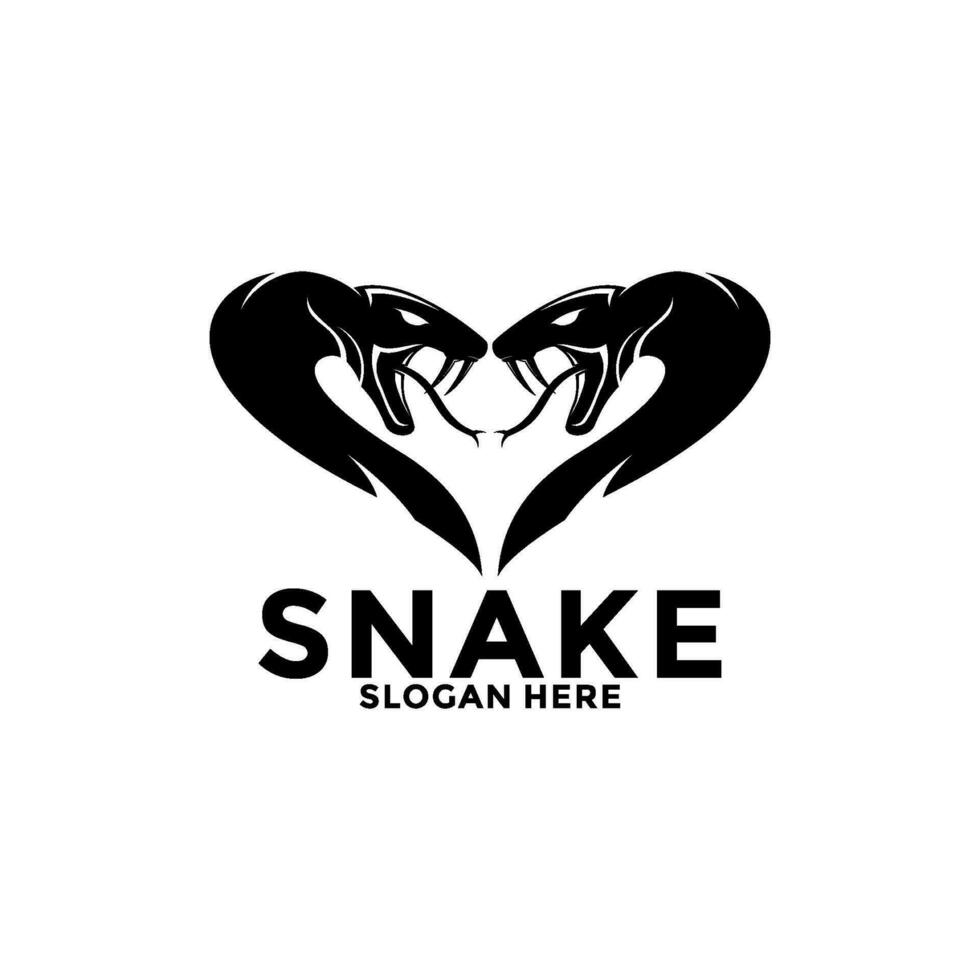 snake head logo icon, Snake heart logo vector design template