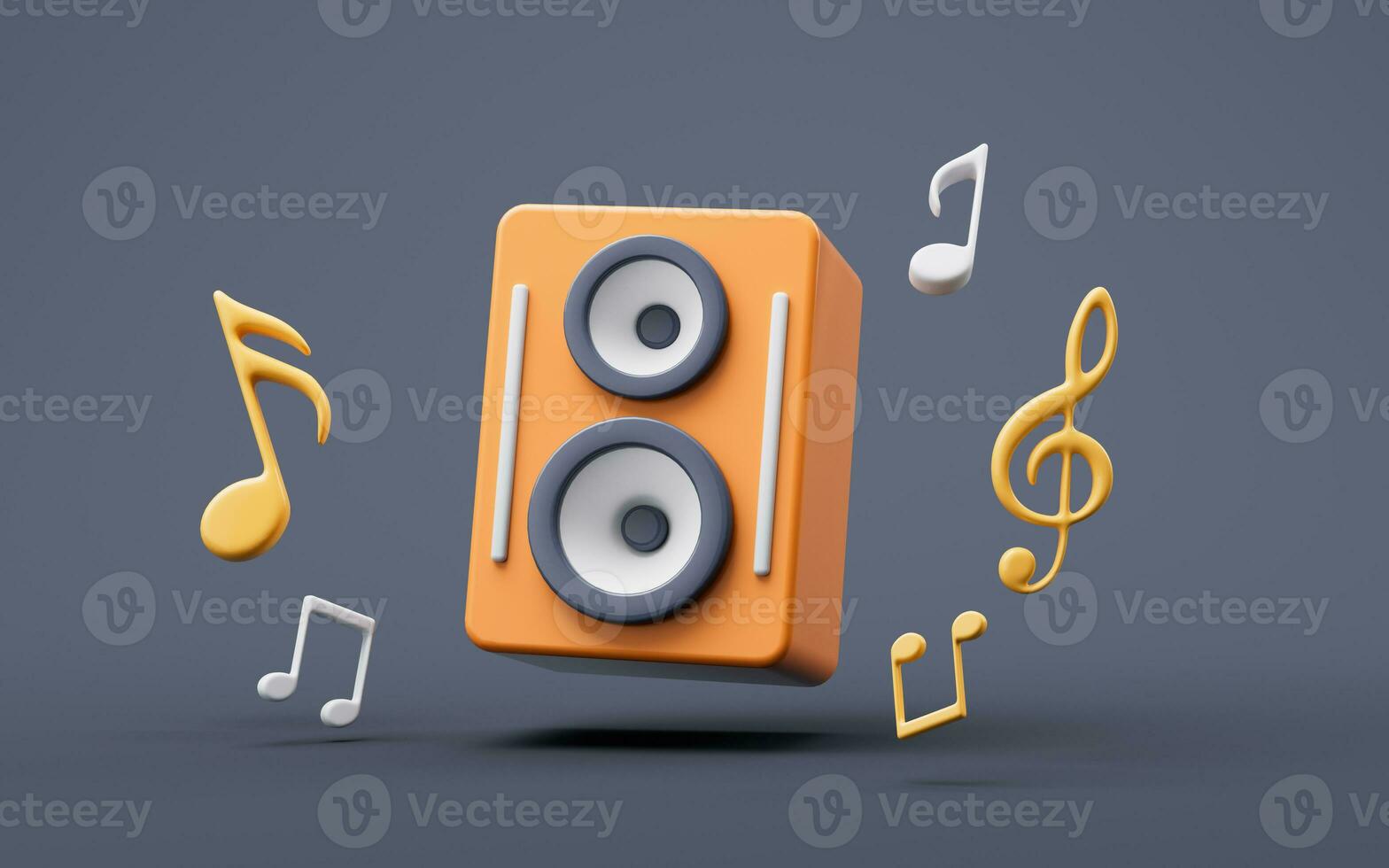 Music instruments with cartoon style, 3d rendering. photo