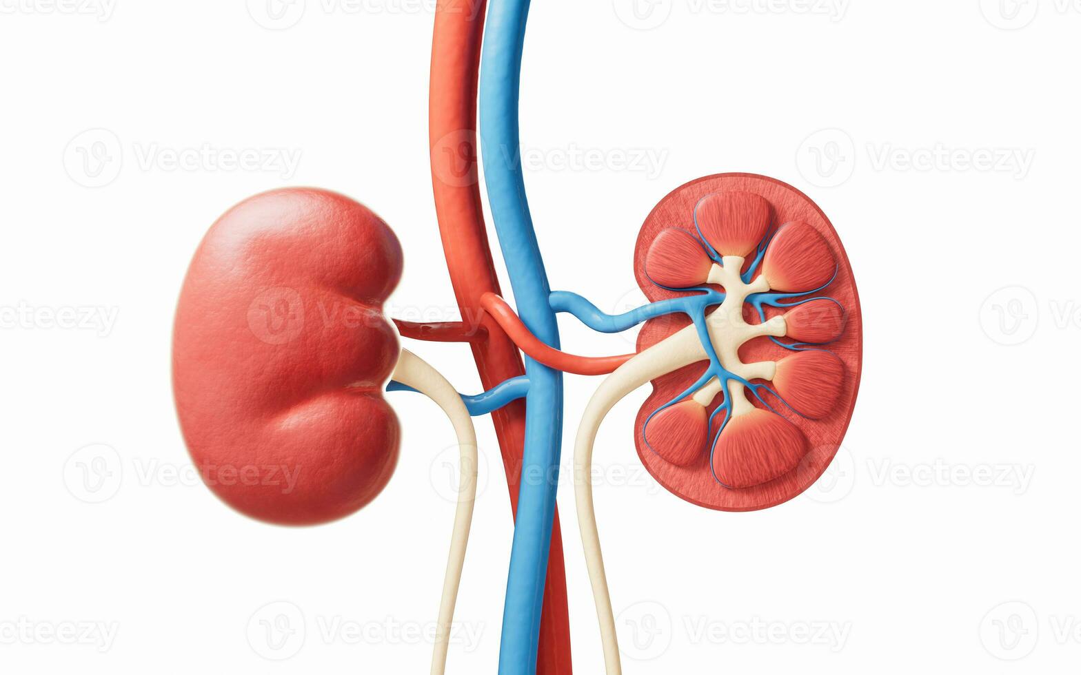 Kidney with biology and health care concept, 3d rendering. photo