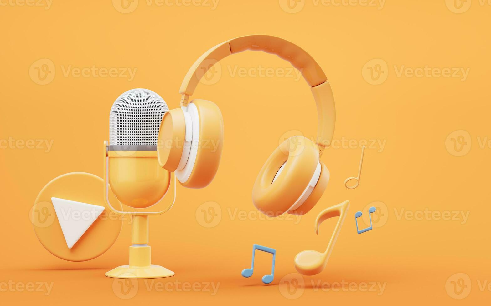 Music instruments with cartoon style, 3d rendering. photo