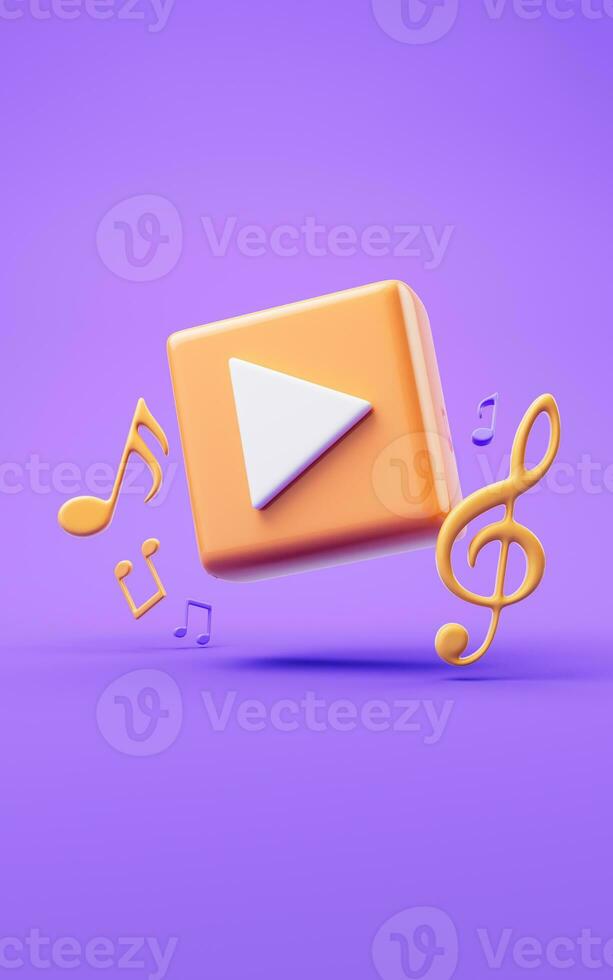 Music player sign with cartoon style, 3d rendering. photo