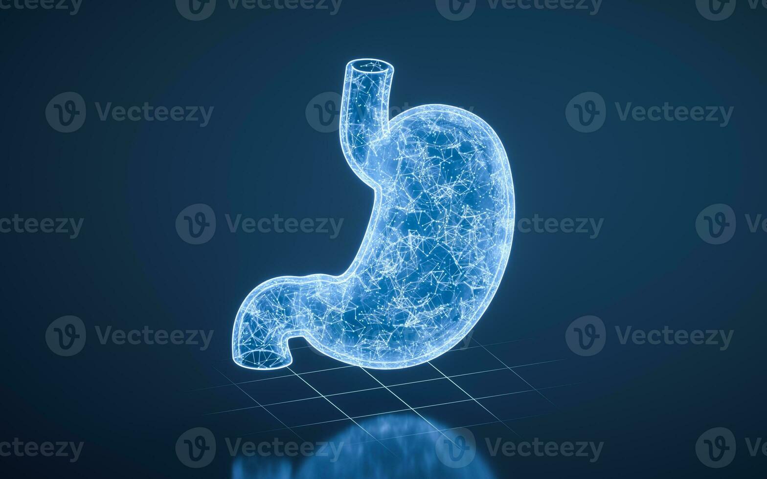 Stomach with blue technology structure, 3d rendering. photo