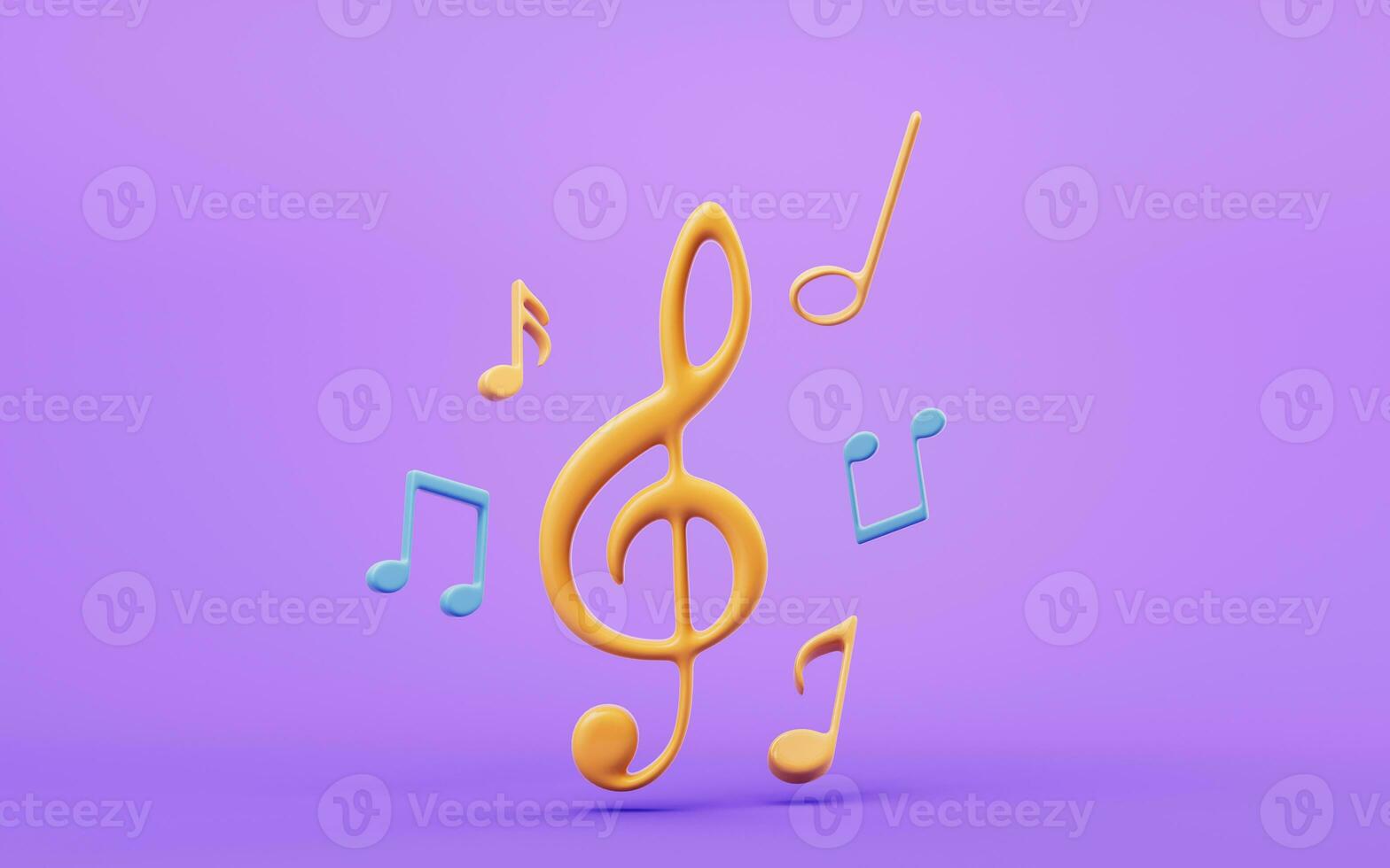 Music notes with cartoon style, 3d rendering. photo